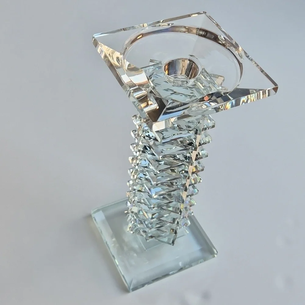 Crystal Eye Votive Candle Holder – Clear Geometric Prism Luxury Decor